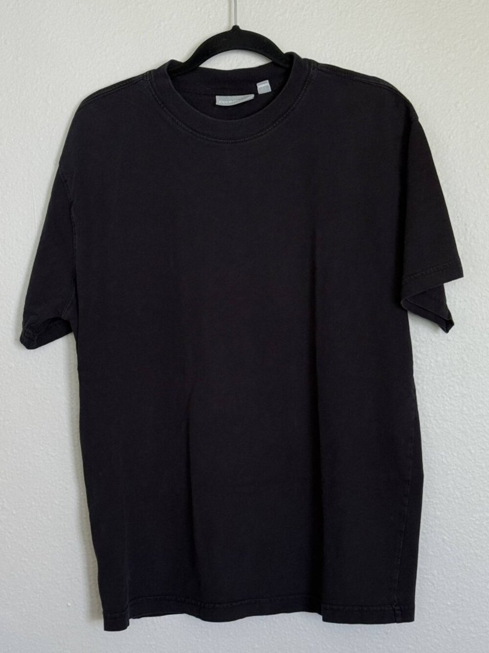 Evergreen Nordstrom Heavyweight Boxy Blank T-Shirt Mens L Solid Black Cotton